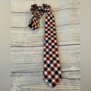 EXPRESS Classic Checkered Tie in Red, Blue, and White
